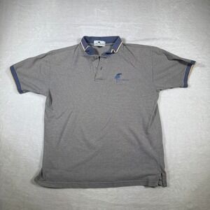 SOPE‎ CREEK Mens M Gray Pinstripe Golf Polo Shirt Sandestin Embroidered Made USA